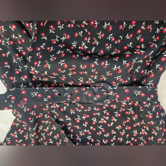 Chaus Black Floral Long Sleeve Casual Workwear Fall Dress - Picture 9 of 9